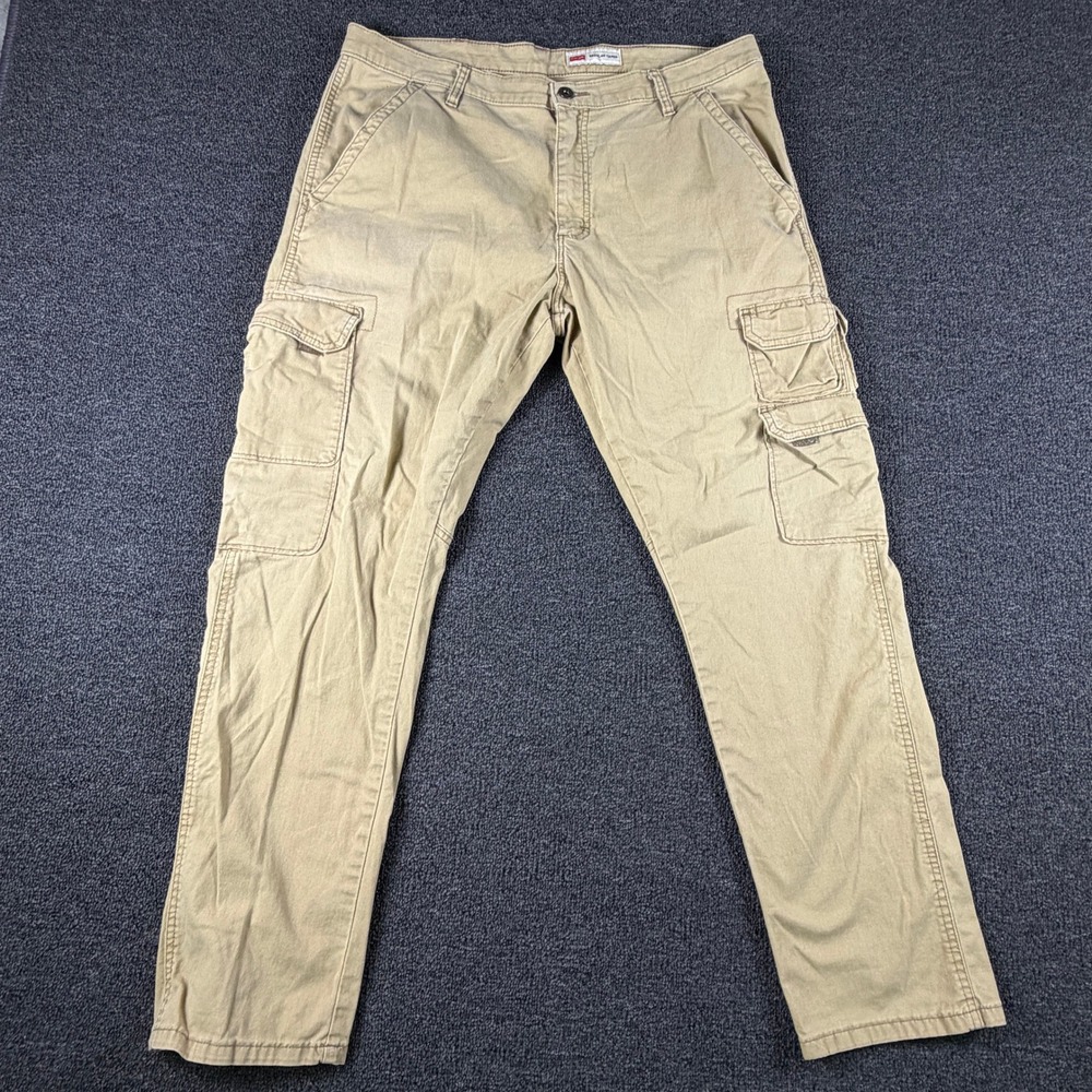 Wrangler Cargo Pants Mens 36x30 Regular Taper Khaki 70SYWBA Stretch EUC